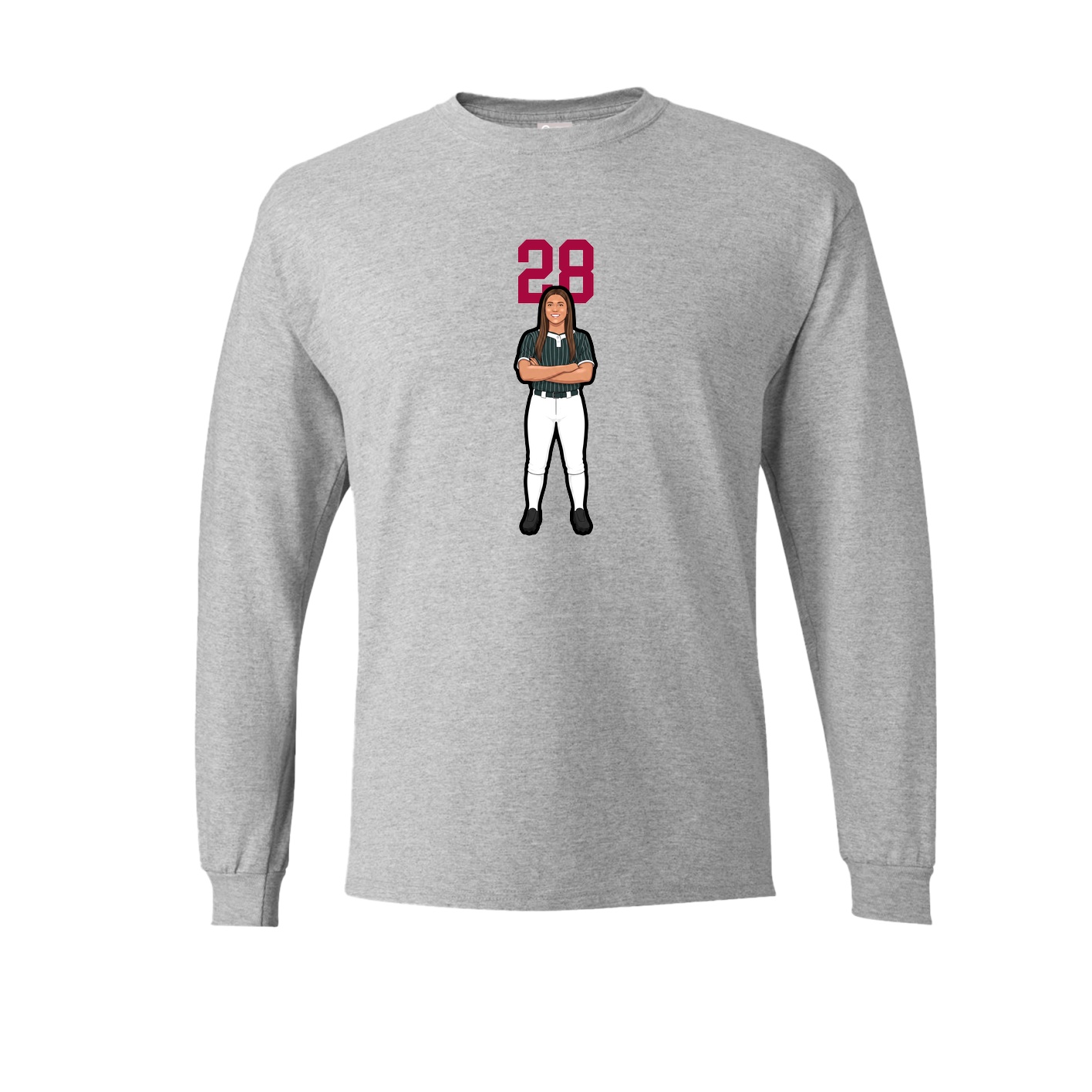 Long Sleeve Tee — Number Top in Grey