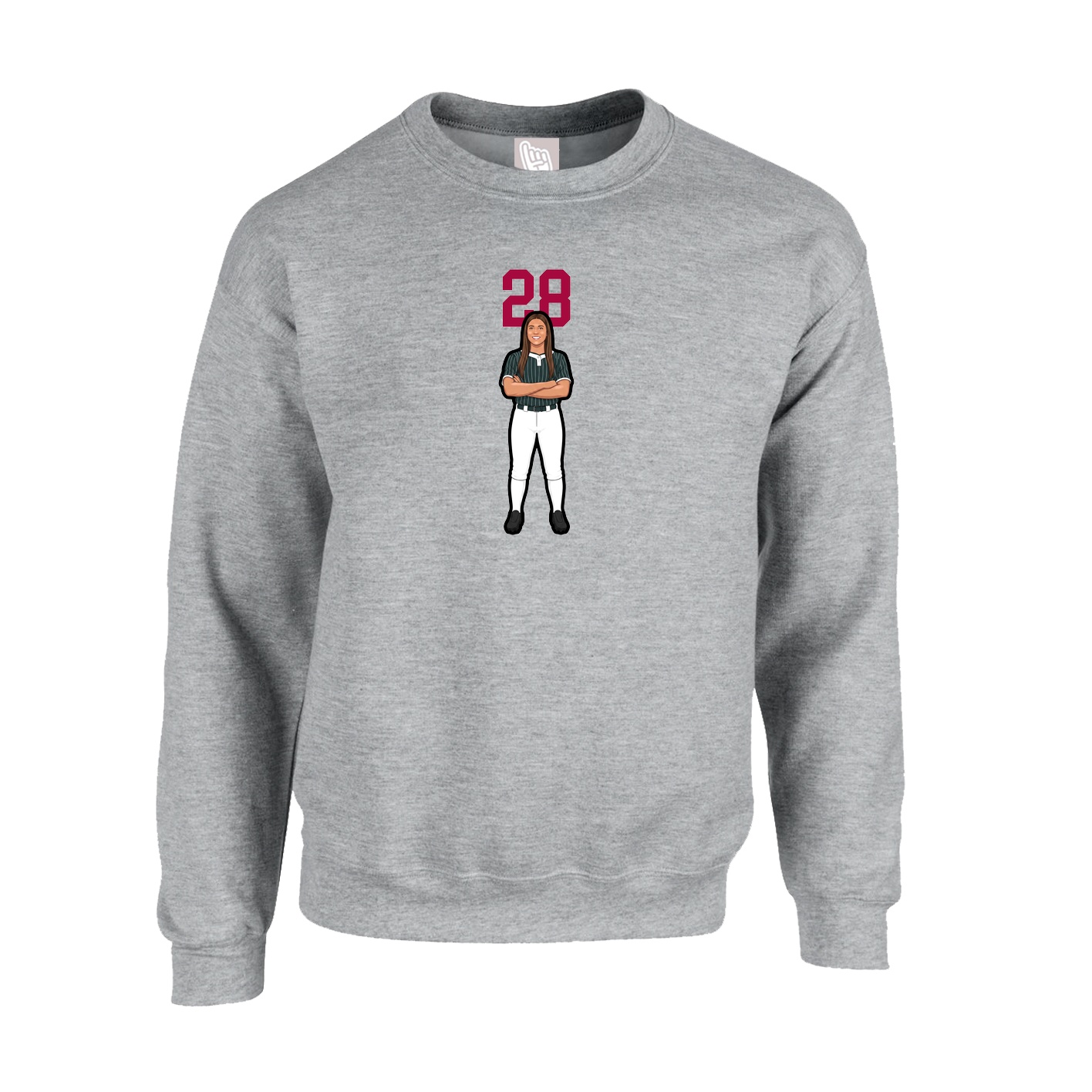 Fleece Crew — Number Top in Grey