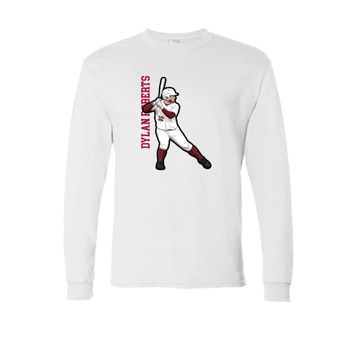 Long Sleeve Tee — Name Vertical in White