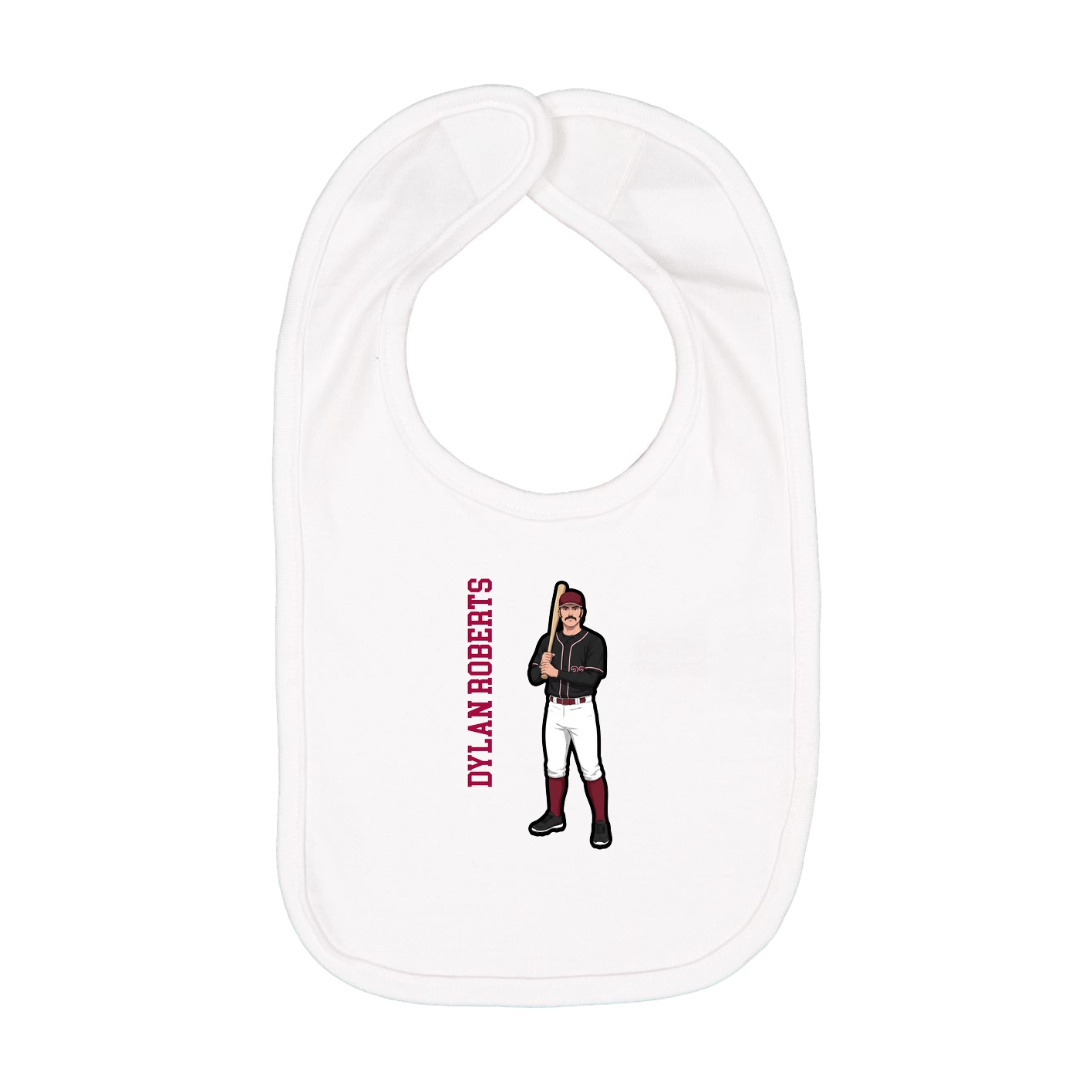 Infant Bib — Name Vertical in White