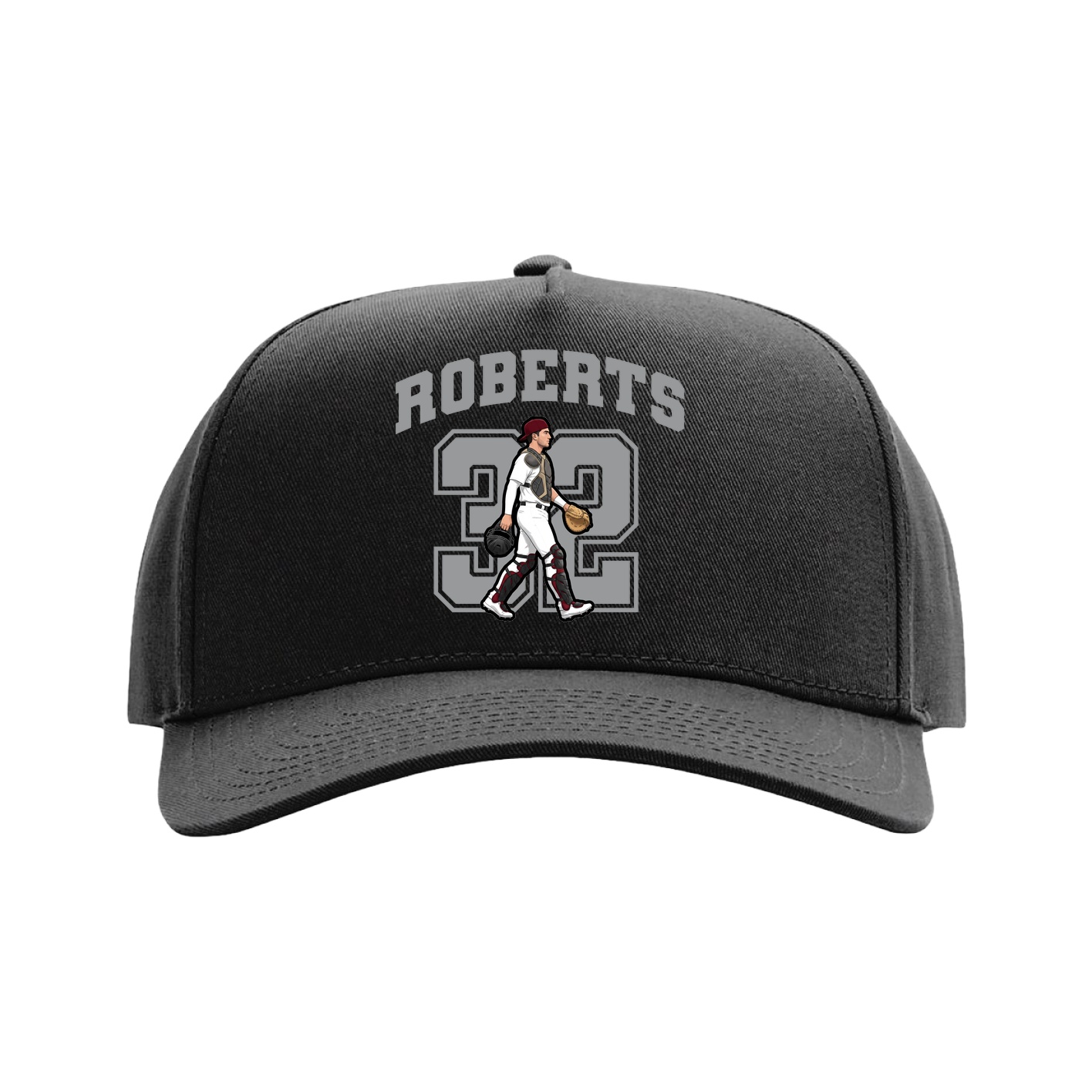 Full Fabric Five-Panel Champ Cap — Number in Black