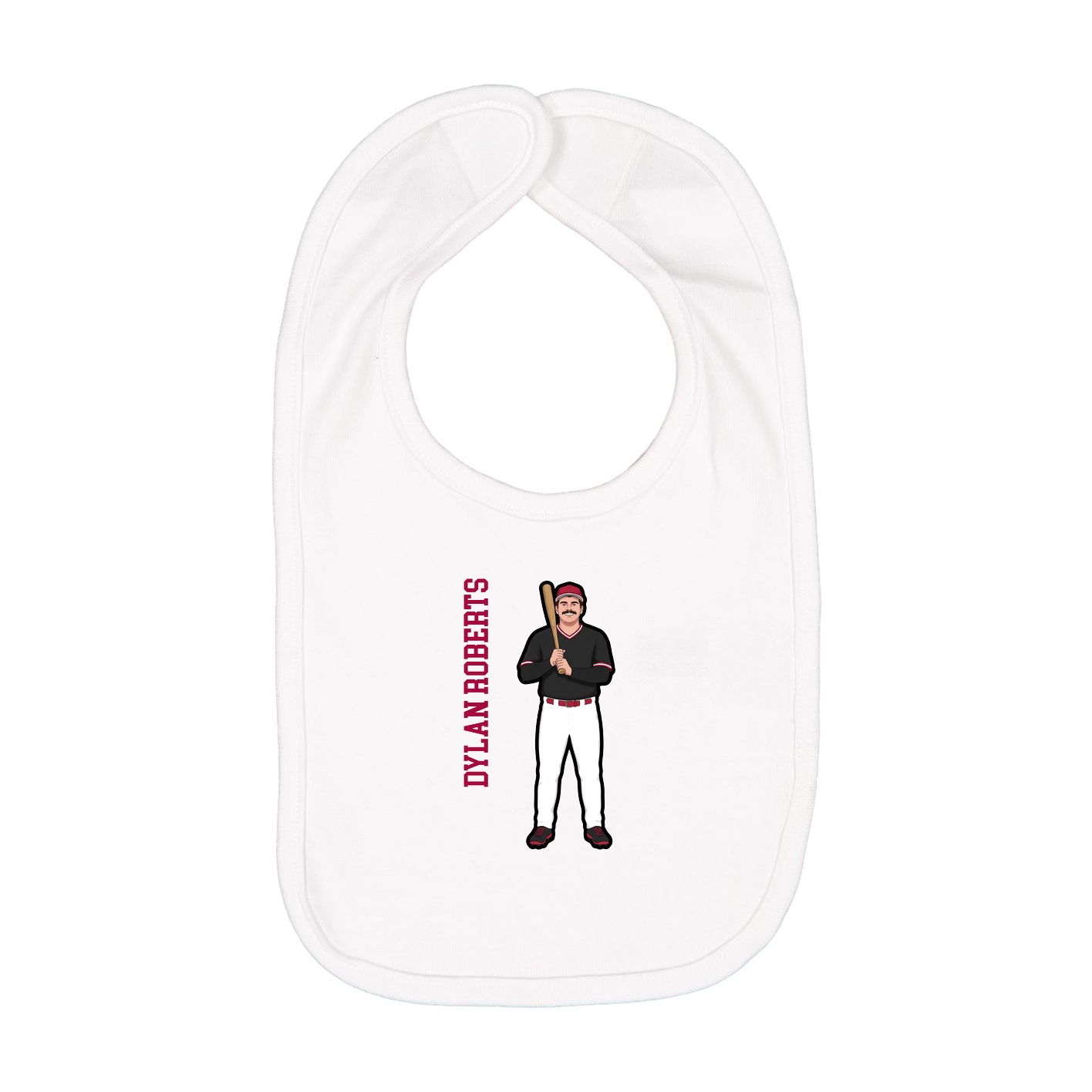 Infant Bib — Name Vertical in White
