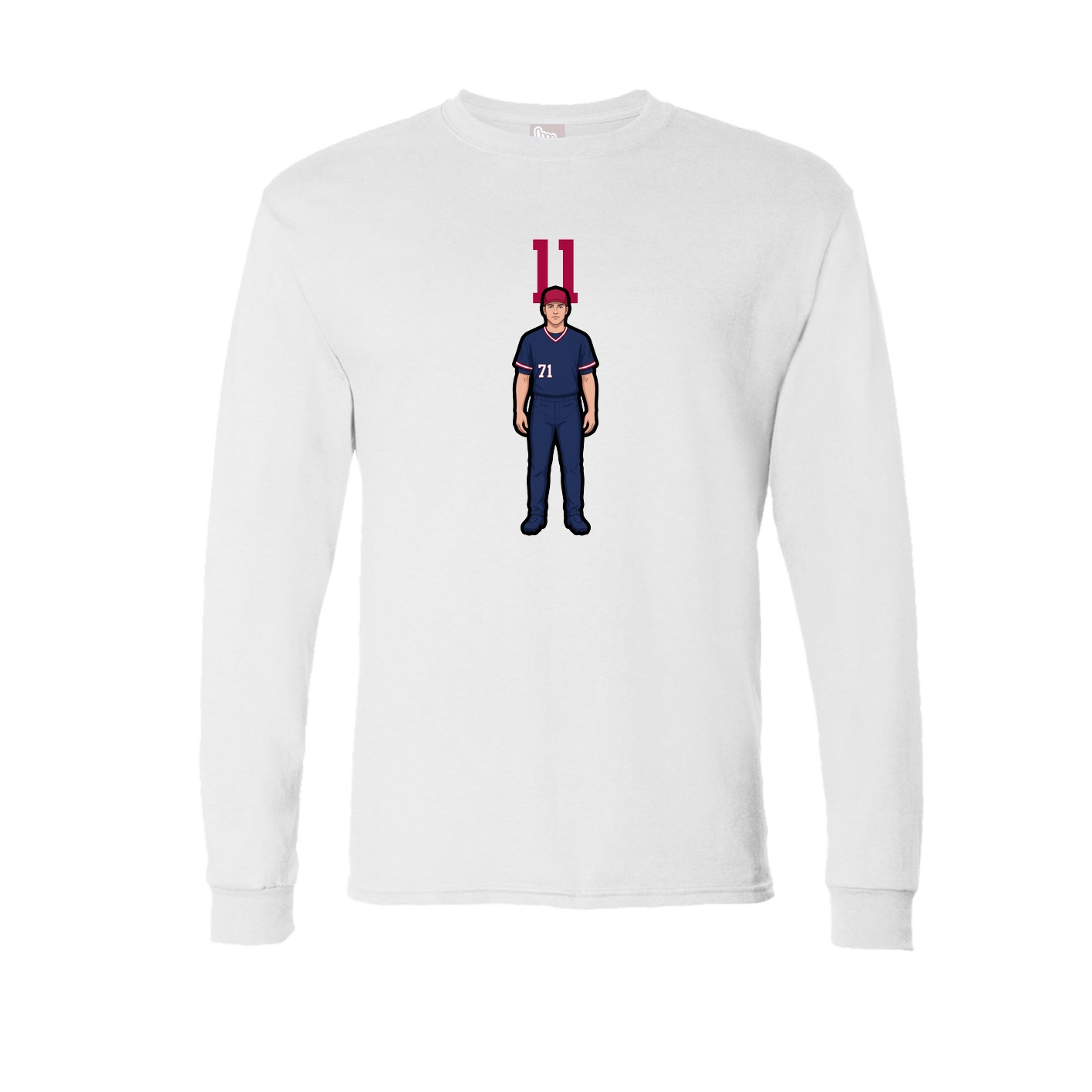 Long Sleeve Tee — Number Top in White