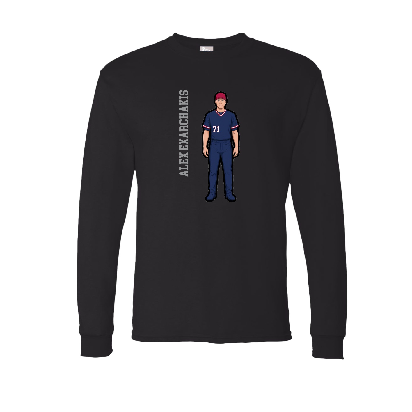 Long Sleeve Tee — Name Vertical in Black