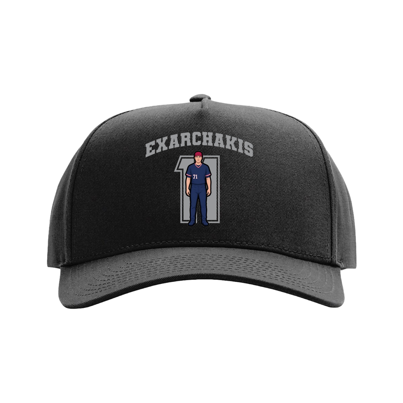 Full Fabric Five-Panel Champ Cap — Number in Black