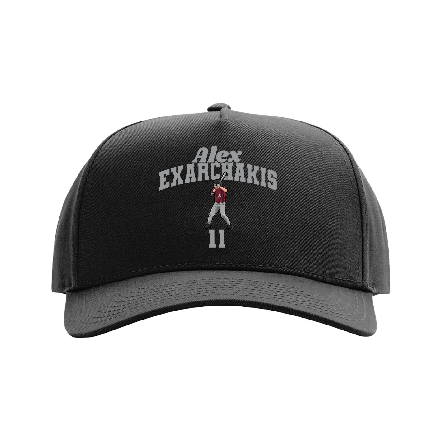 Full Fabric Five-Panel Champ Cap — Signature Arch in Black