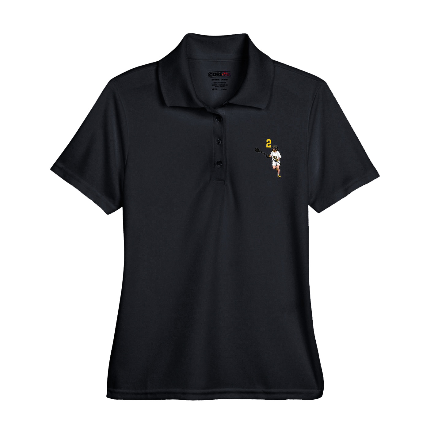 Womens Performance Polo — Number Top in Black