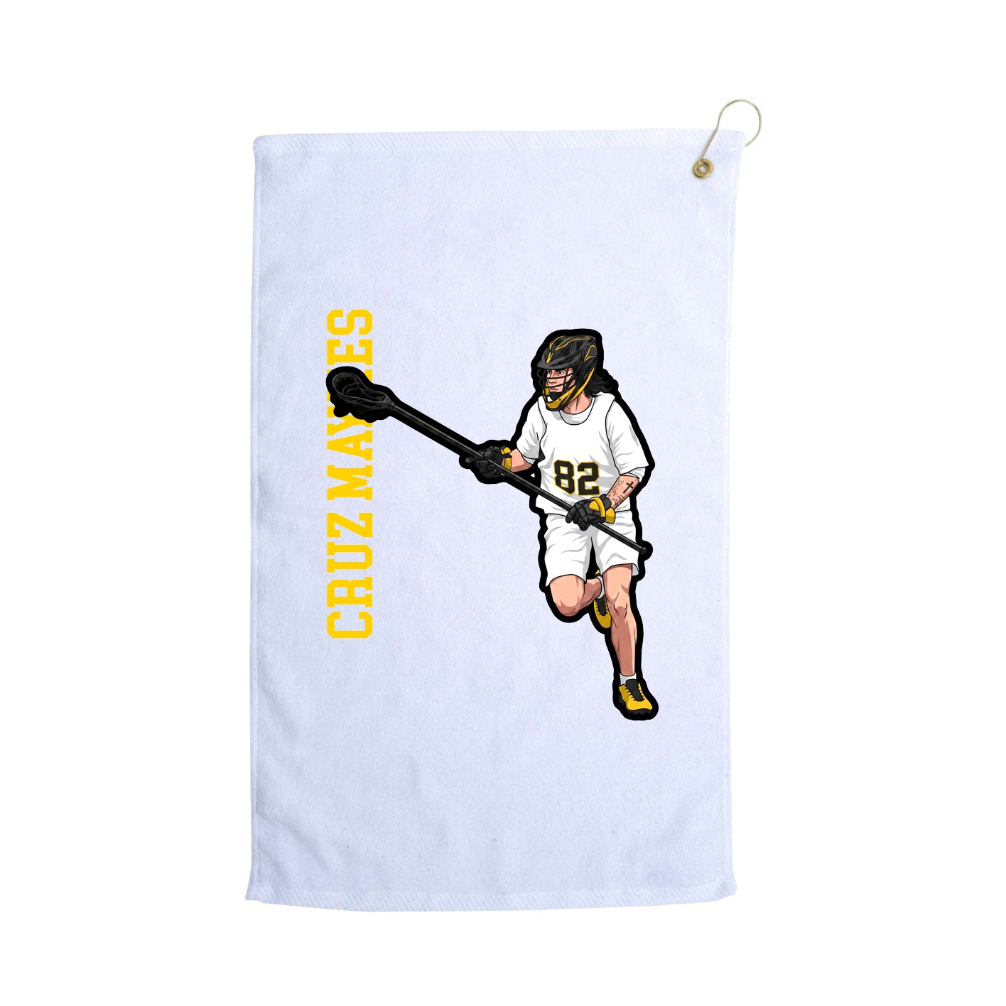 Golf Towel — Name Vertical in White