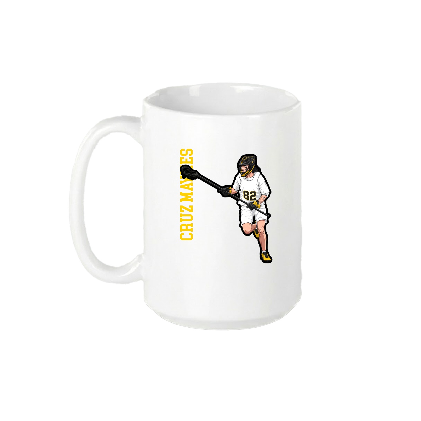 15oz Coffee Mug — Name Vertical in White