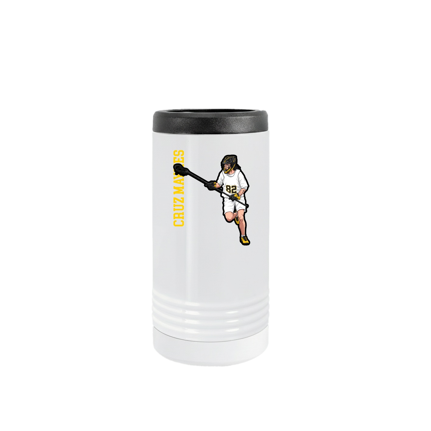 Slim Beverage Holder — Name Vertical in White