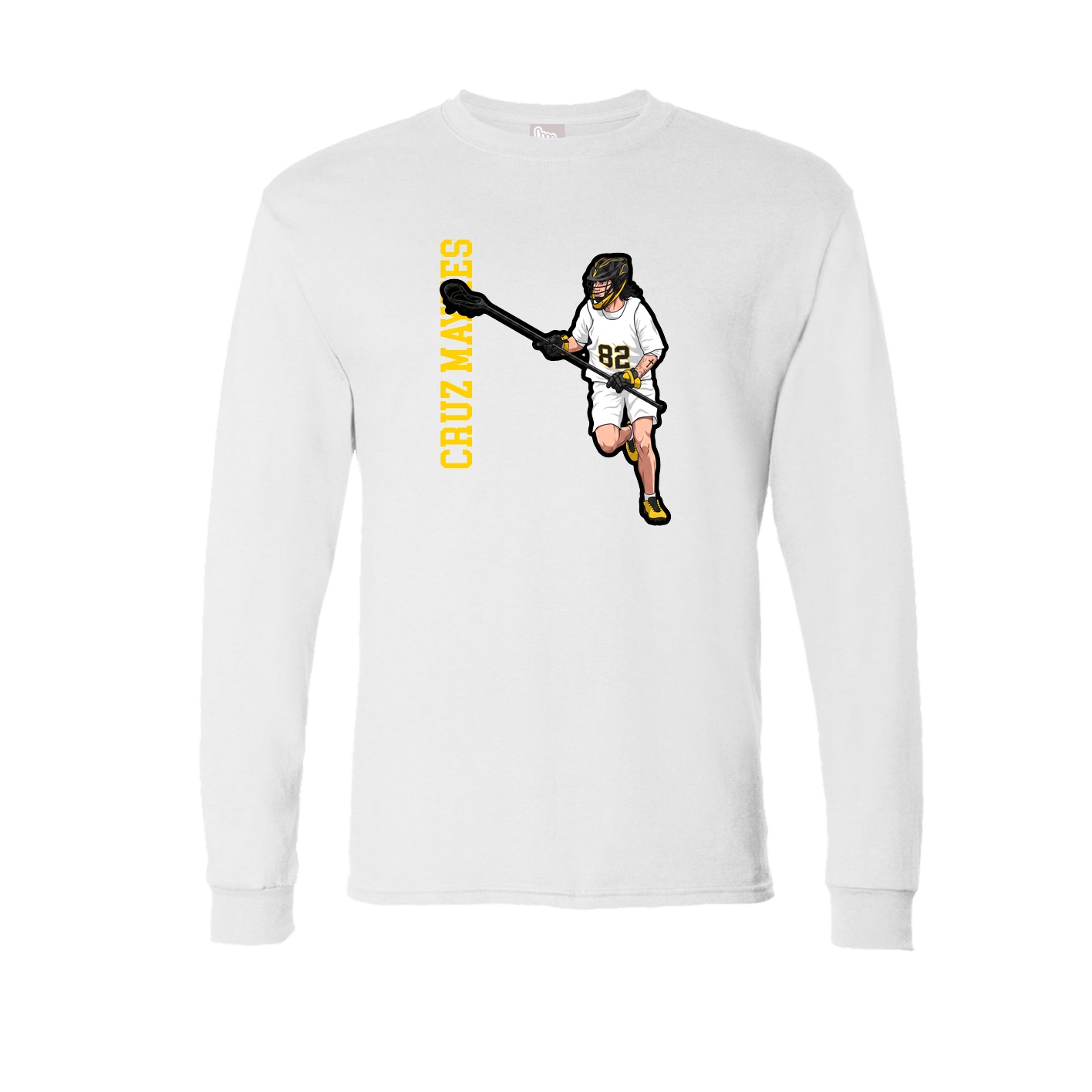 Long Sleeve Tee — Name Vertical in White