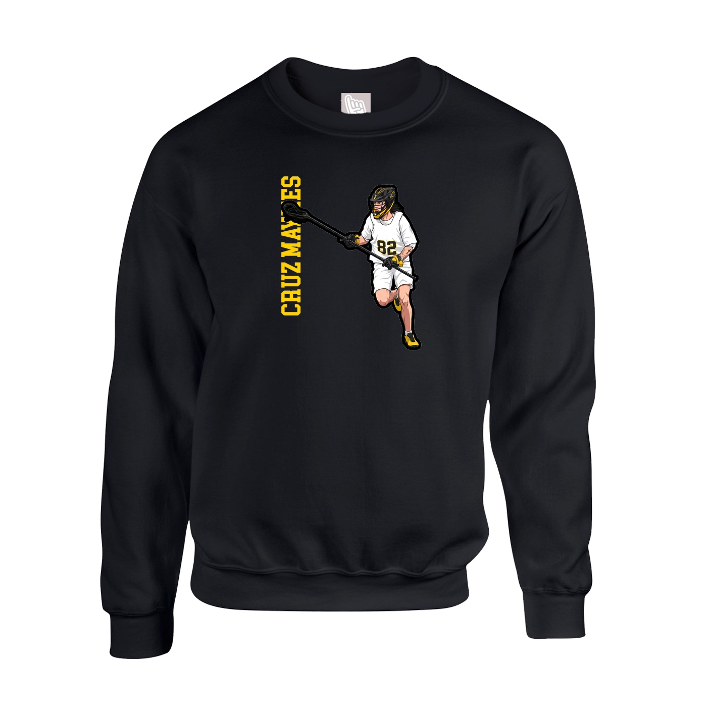Fleece Crew — Name Vertical in Black
