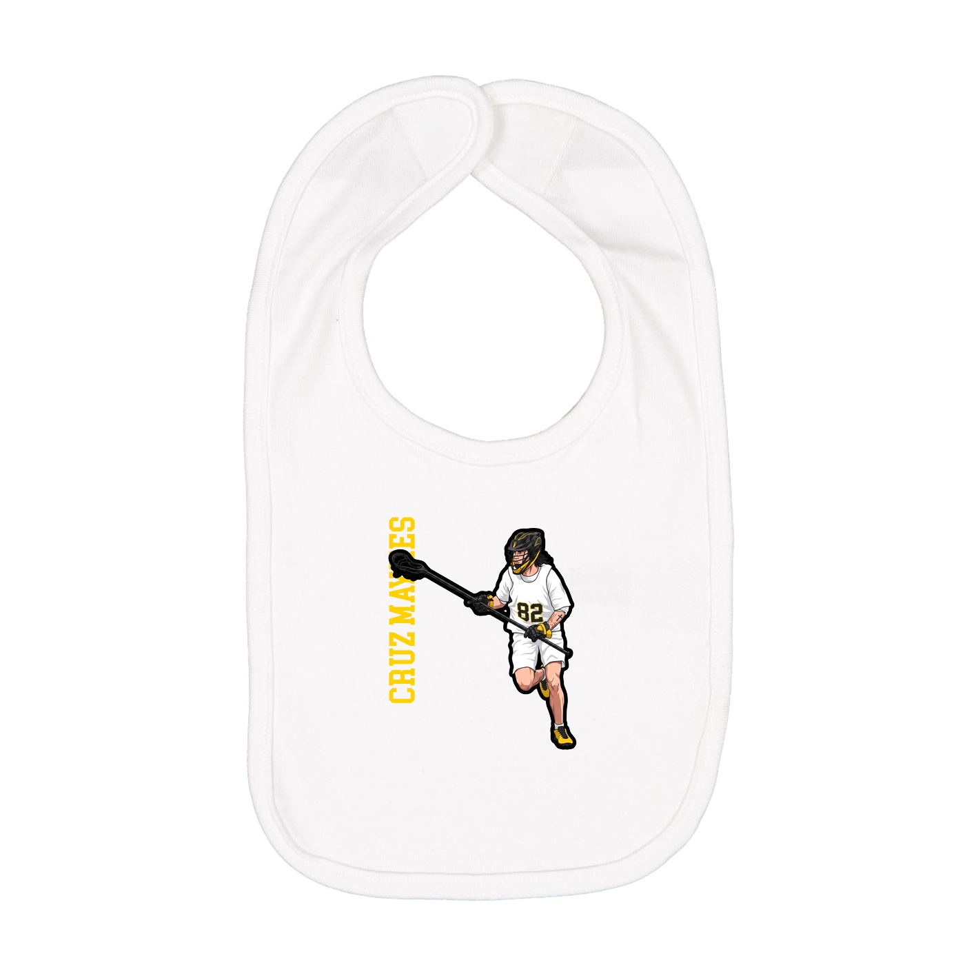 Infant Bib — Name Vertical in White