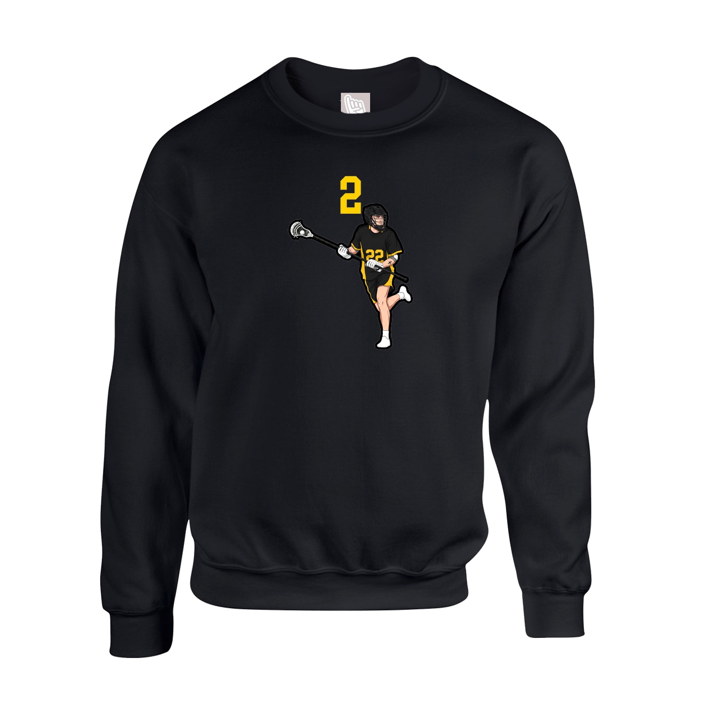 Fleece Crew — Number Top in Black
