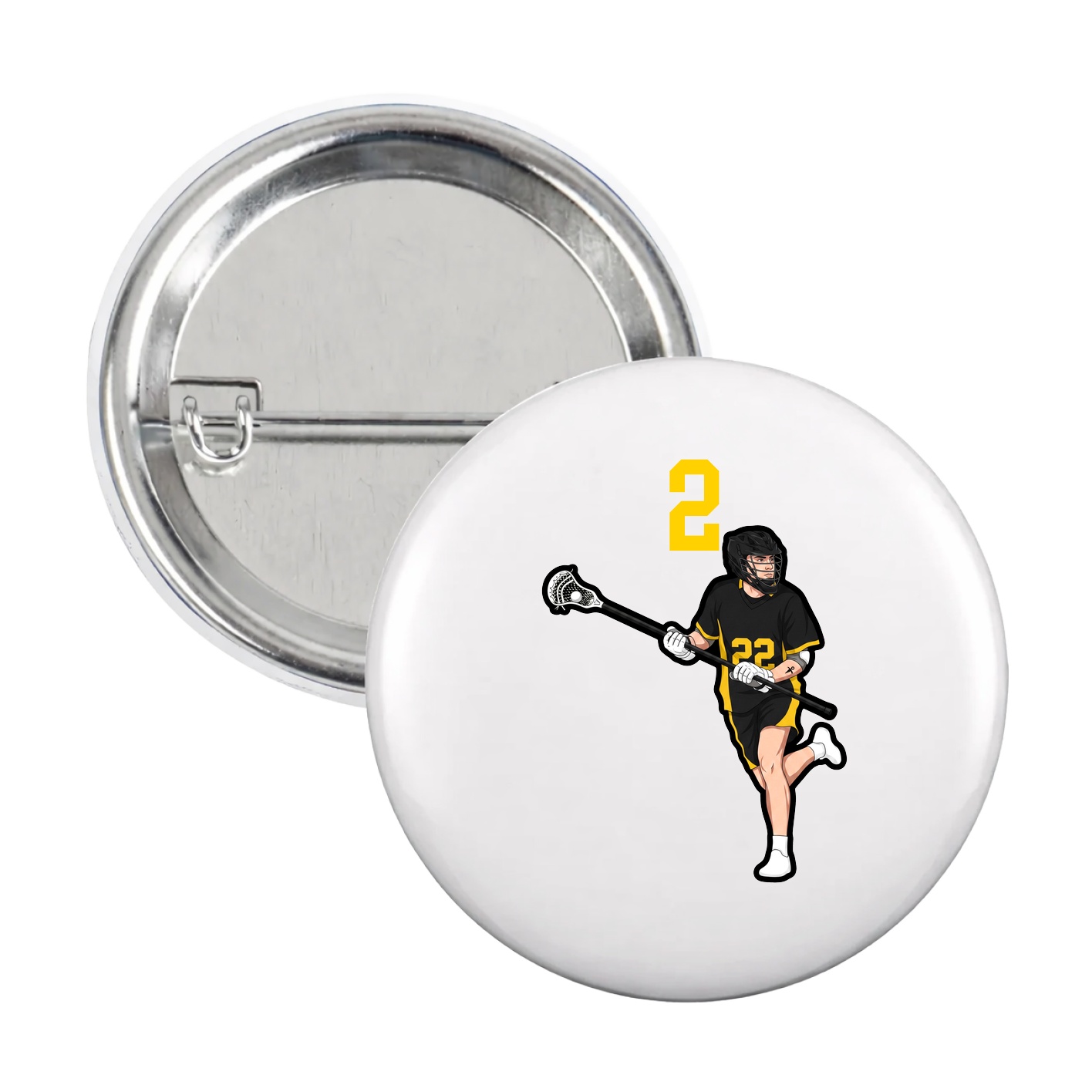 Game Day Button — Number Top in White