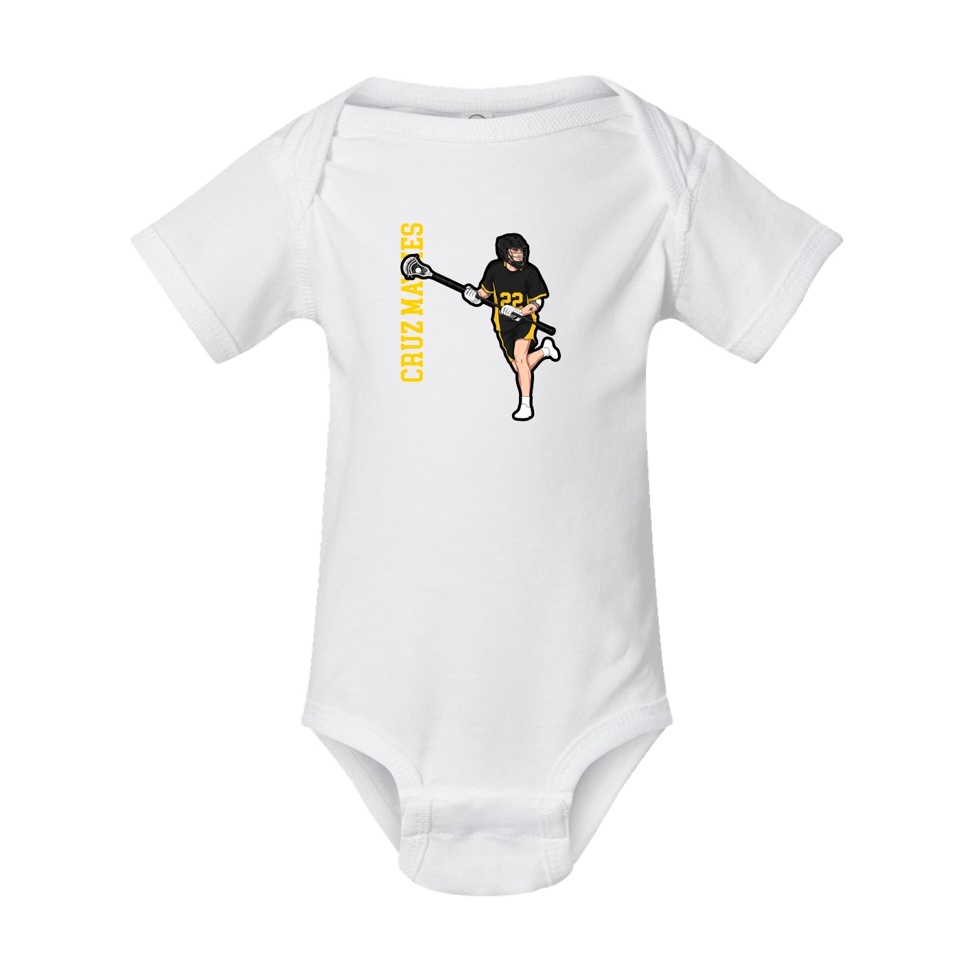 Baby Onesie — Name Vertical in White