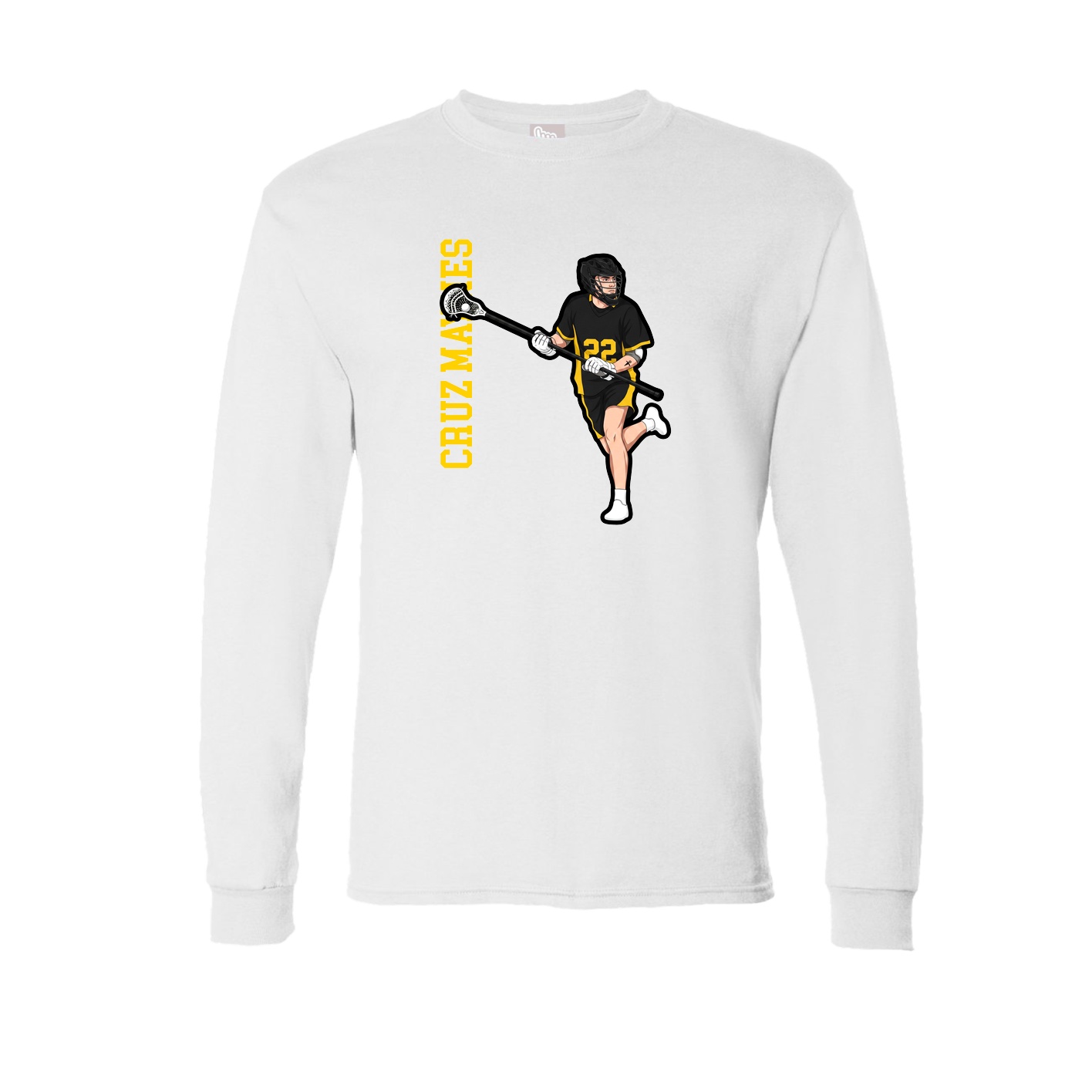 Long Sleeve Tee — Name Vertical in White