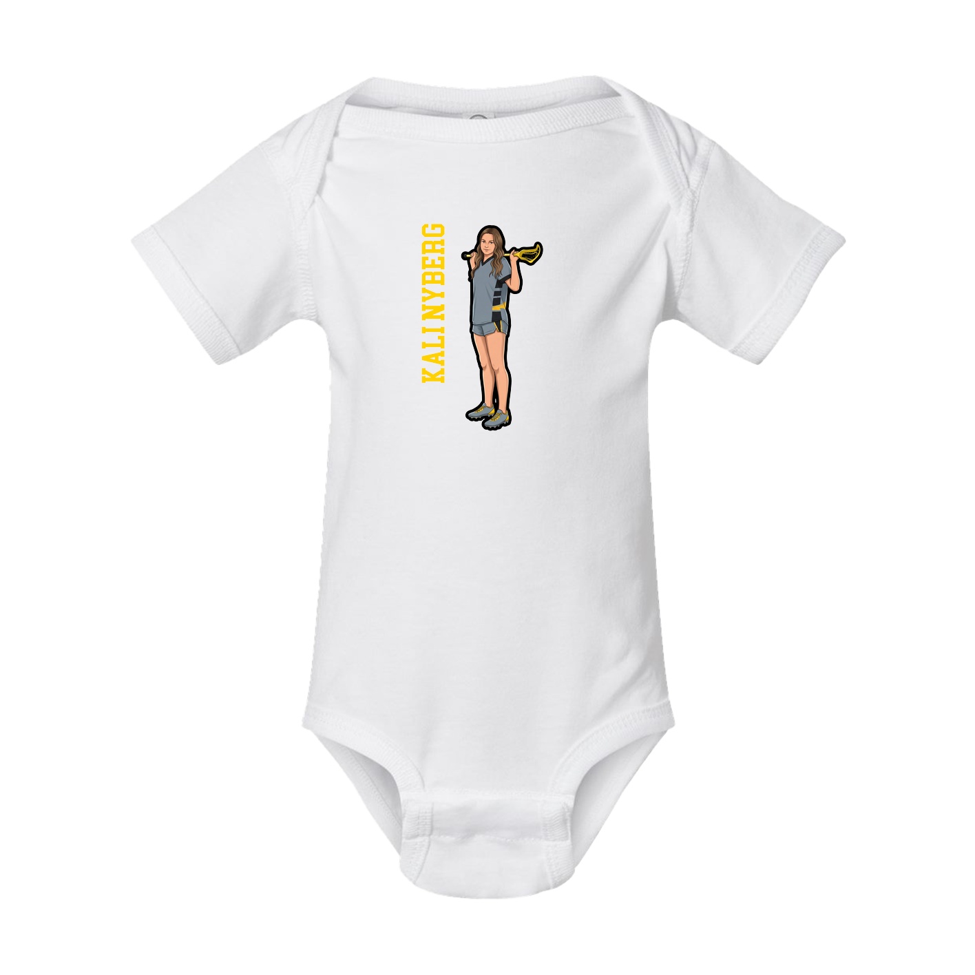 Baby Onesie — Name Vertical in White
