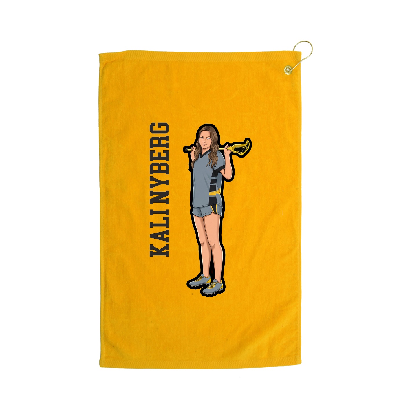 Golf Towel — Name Vertical in Gold