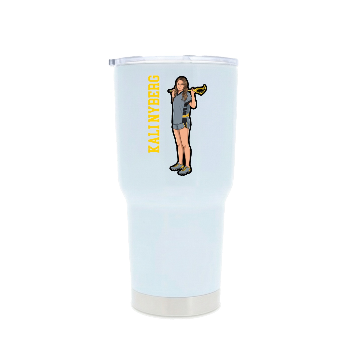 30oz Stainless Steel Tumbler — Name Vertical in White