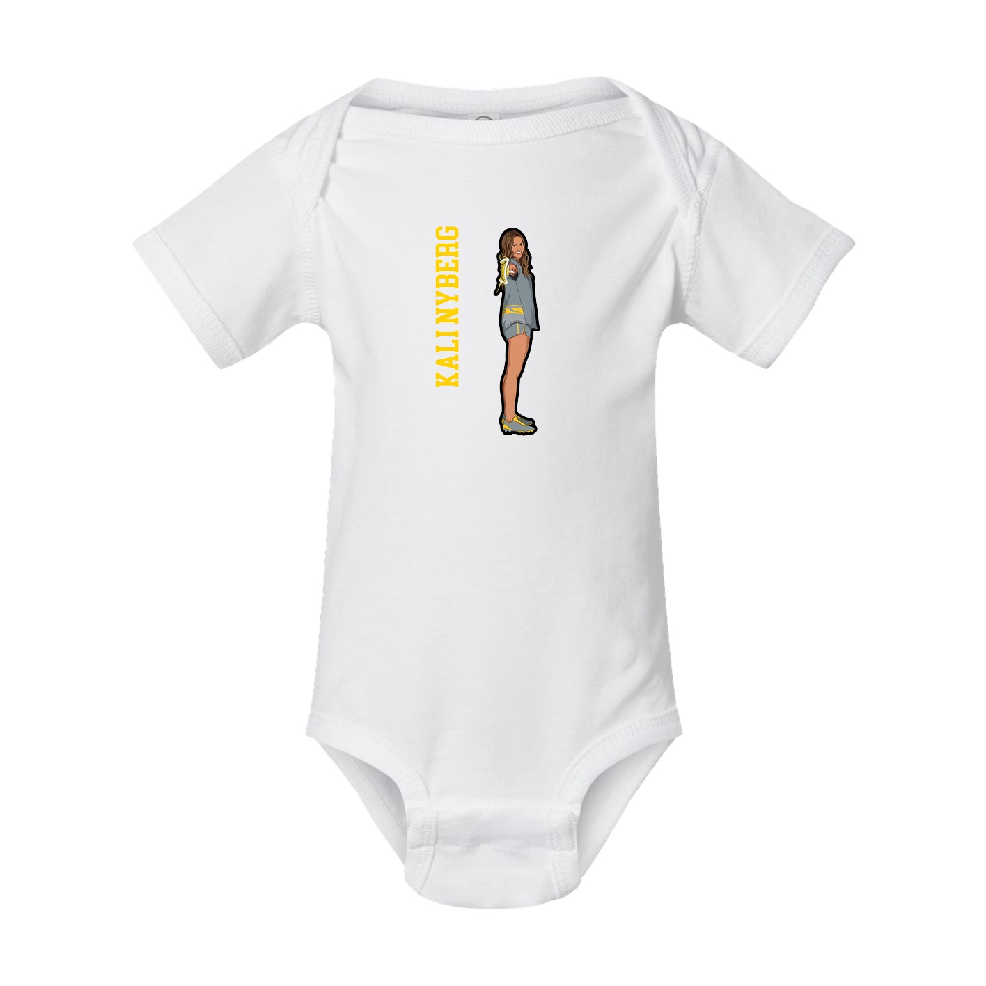 Baby Onesie — Name Vertical in White