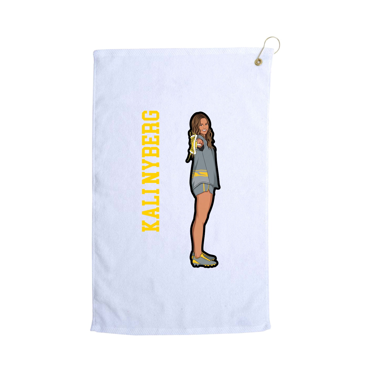 Golf Towel — Name Vertical in White