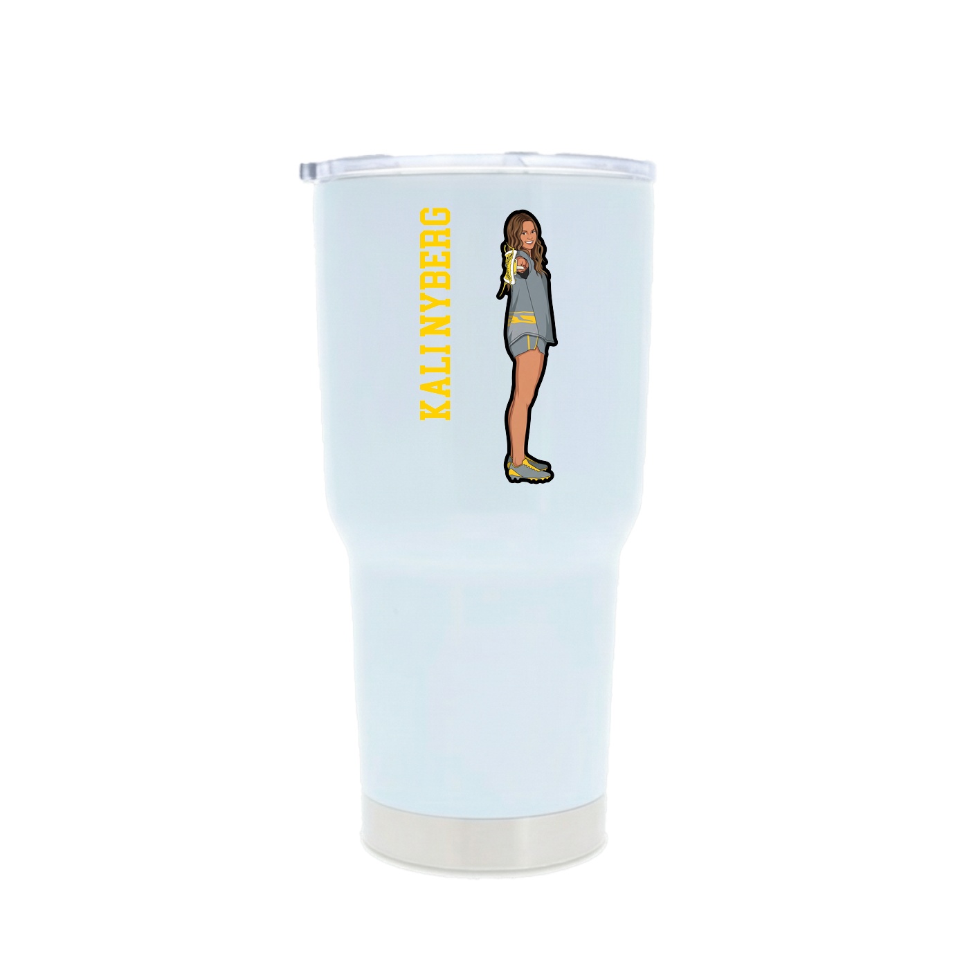 30oz Stainless Steel Tumbler — Name Vertical in White