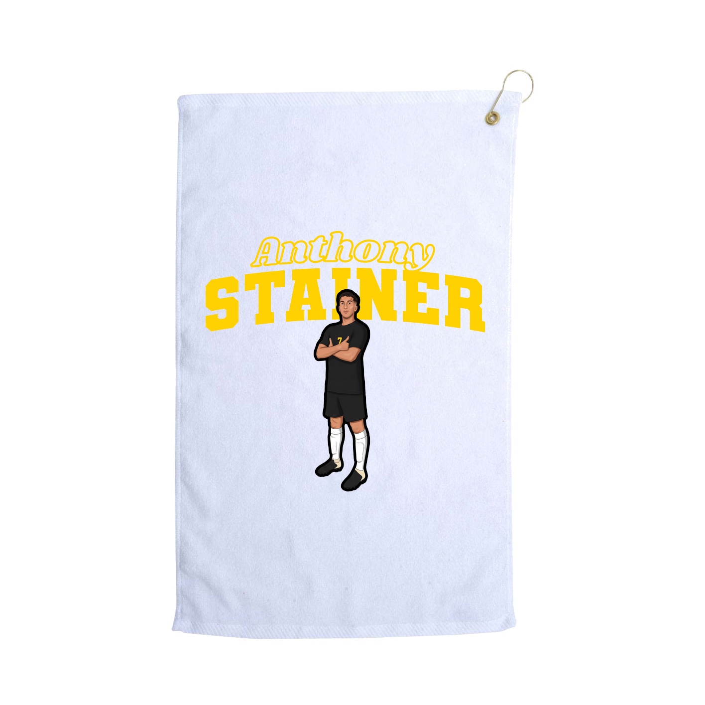 Golf Towel — Name Arch in White