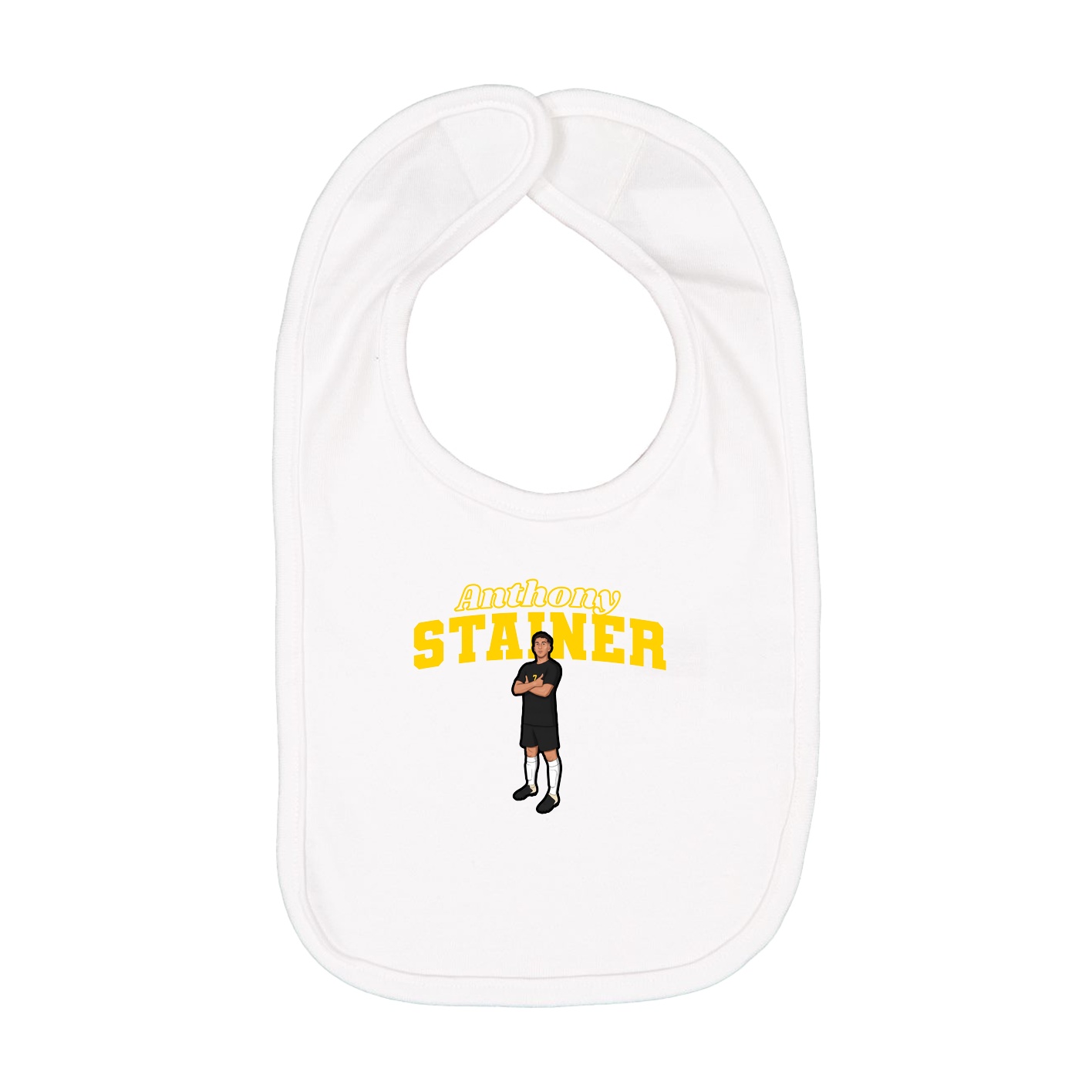 Infant Bib — Name Arch in White