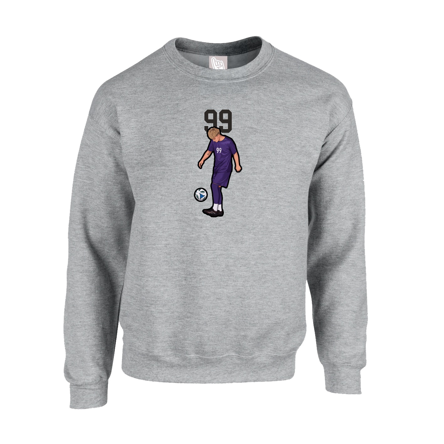 Fleece Crew — Number Top in Grey