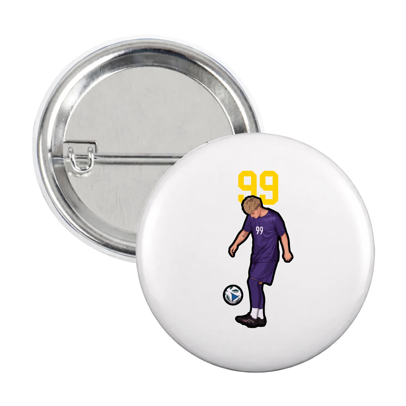 Game Day Button — Number Top in White