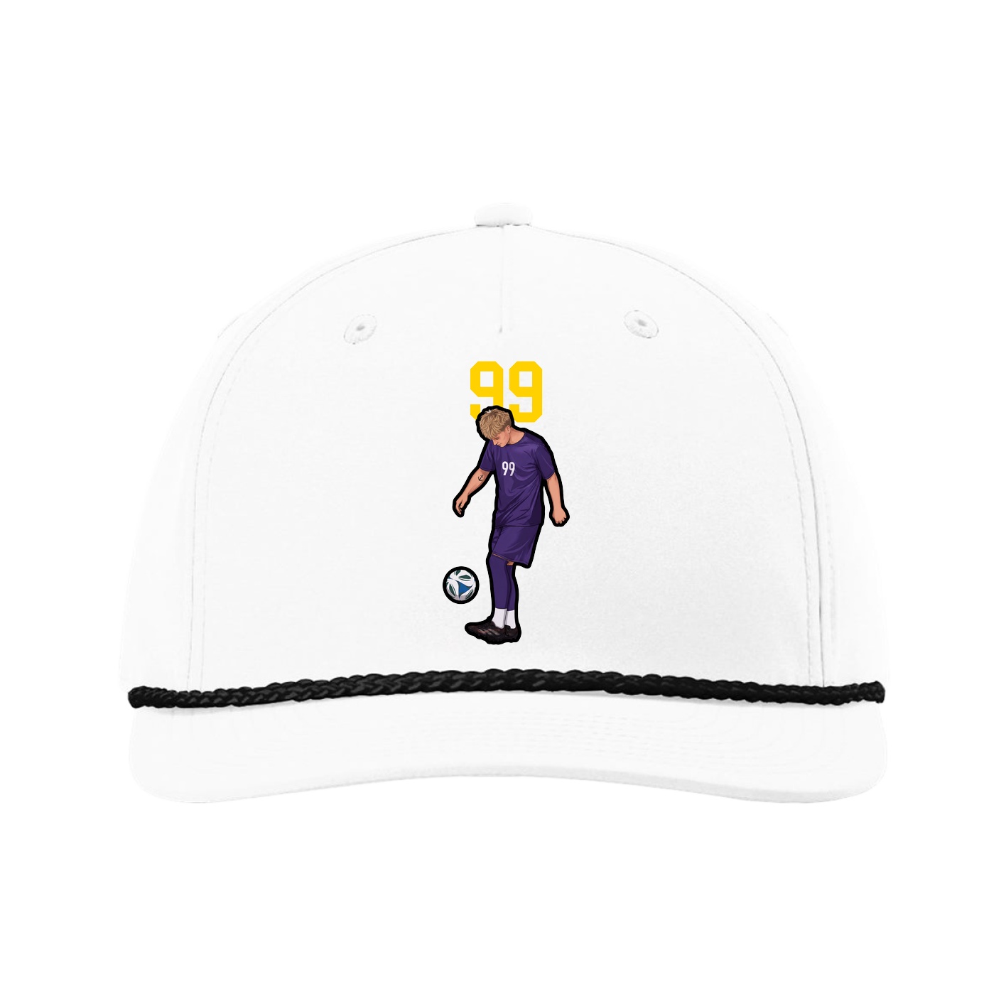 Five-Panel Classic Rope Cap — Number Top in White