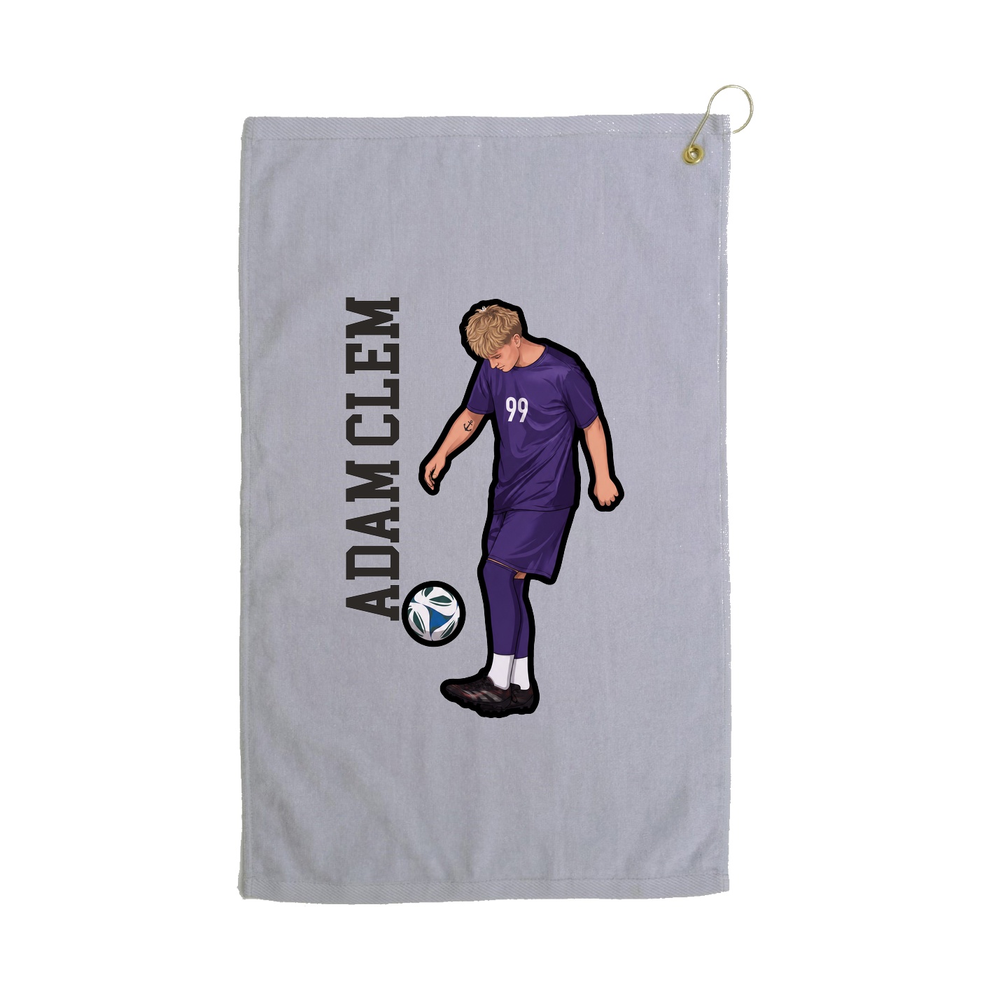 Golf Towel — Name Vertical in Grey