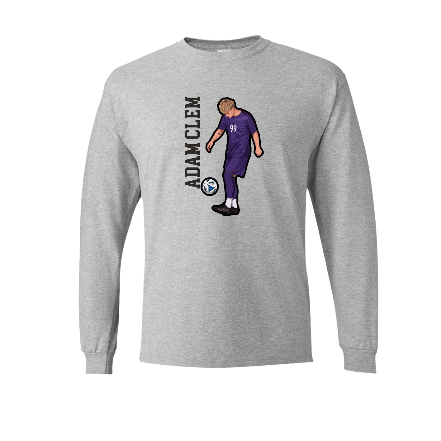 Long Sleeve Tee — Name Vertical in Grey
