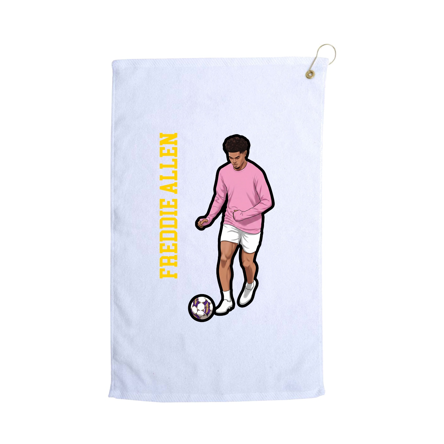 Golf Towel — Name Vertical in White