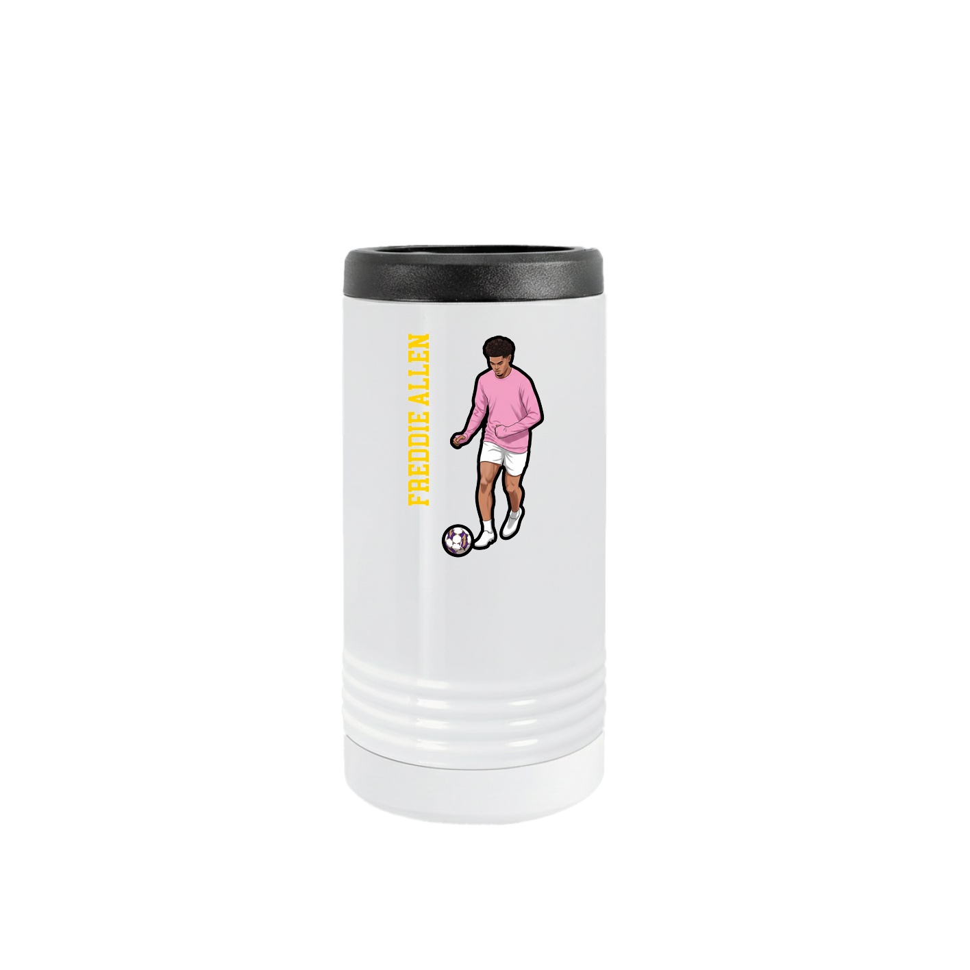 Slim Beverage Holder — Name Vertical in White