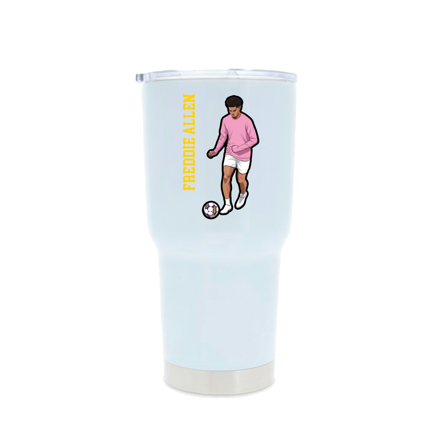 30oz Stainless Steel Tumbler — Name Vertical in White