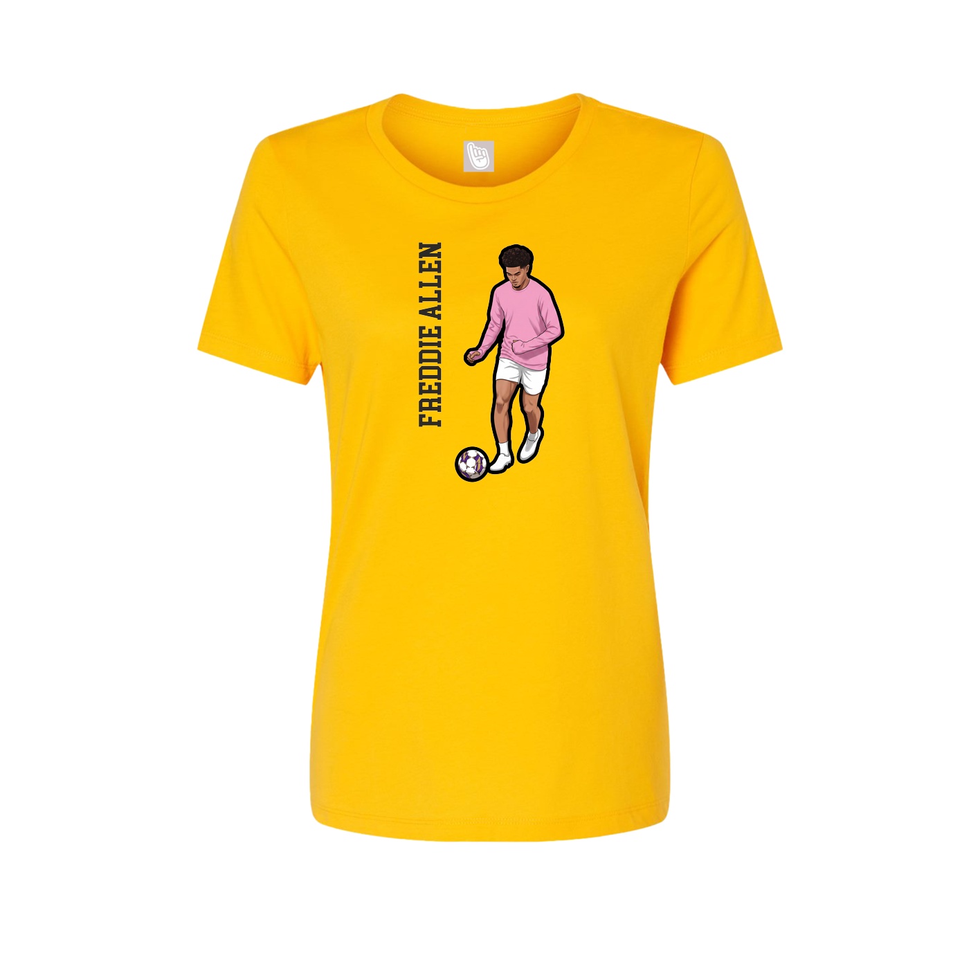 Fitted Women's Tee — Name Vertical in Gold