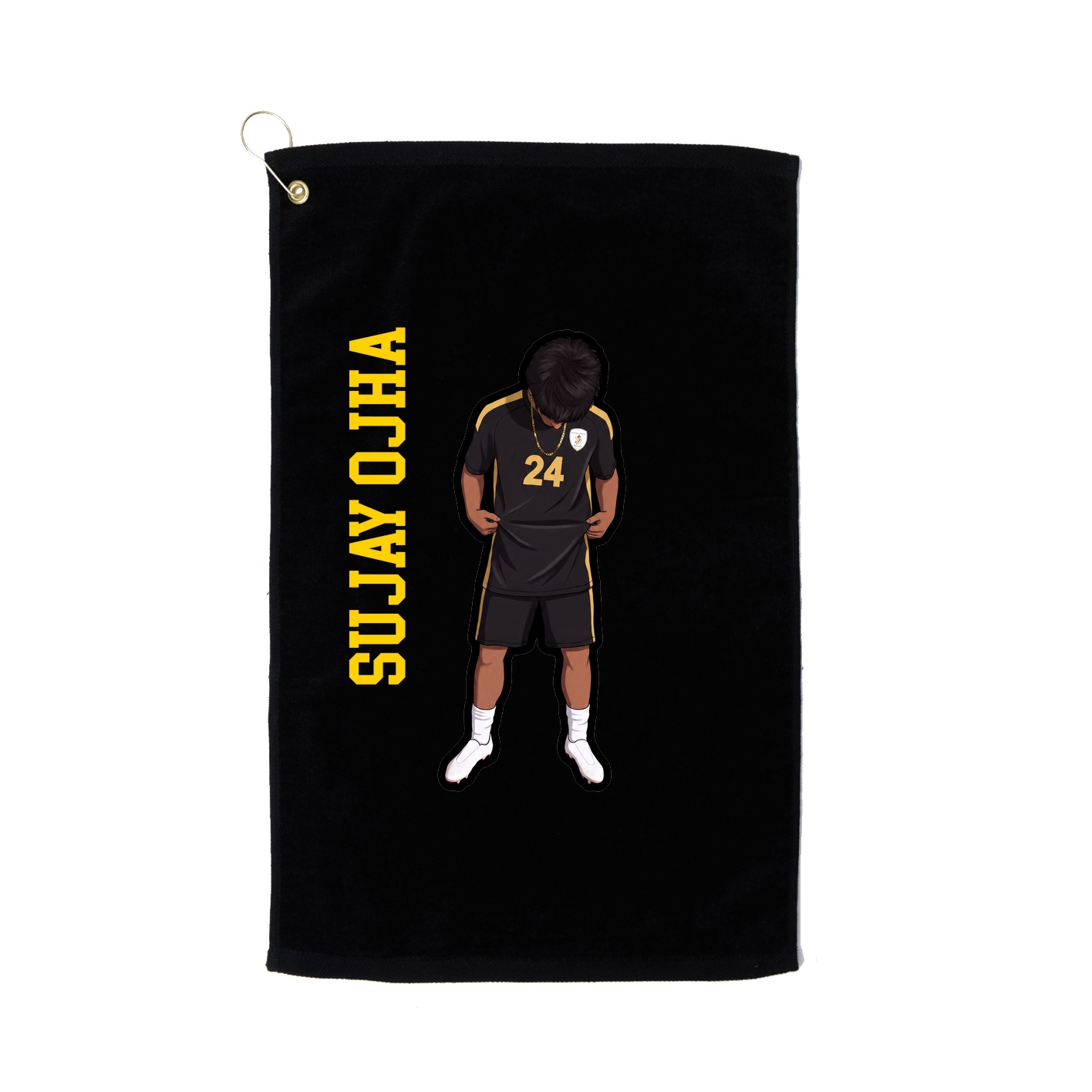 Golf Towel — Name Vertical in Black