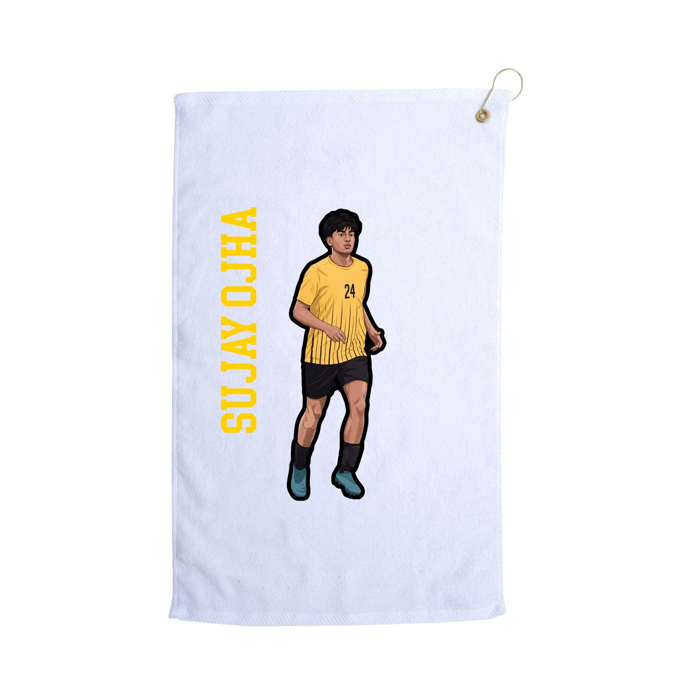 Golf Towel — Name Vertical in White