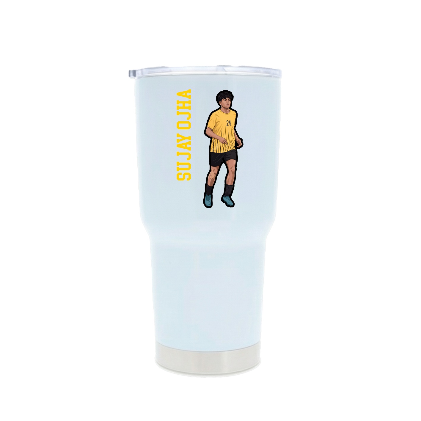 30oz Stainless Steel Tumbler — Name Vertical in White