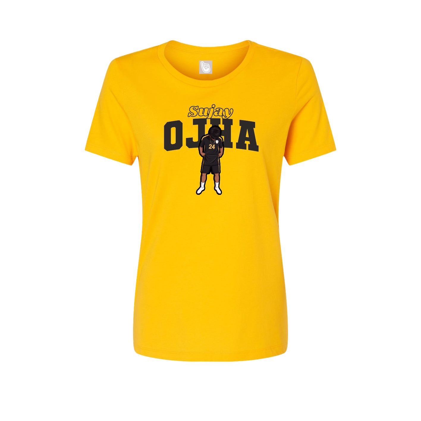 Fitted Women's Tee — Name Arch in Gold