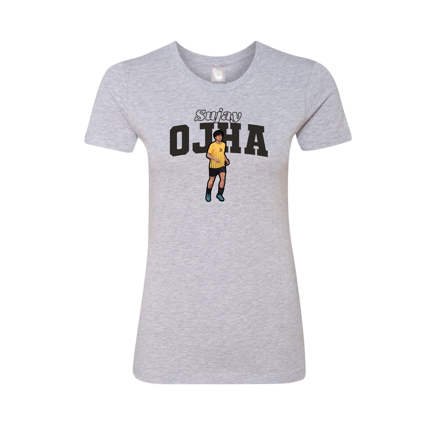 Fitted Women's Tee — Name Arch in Grey