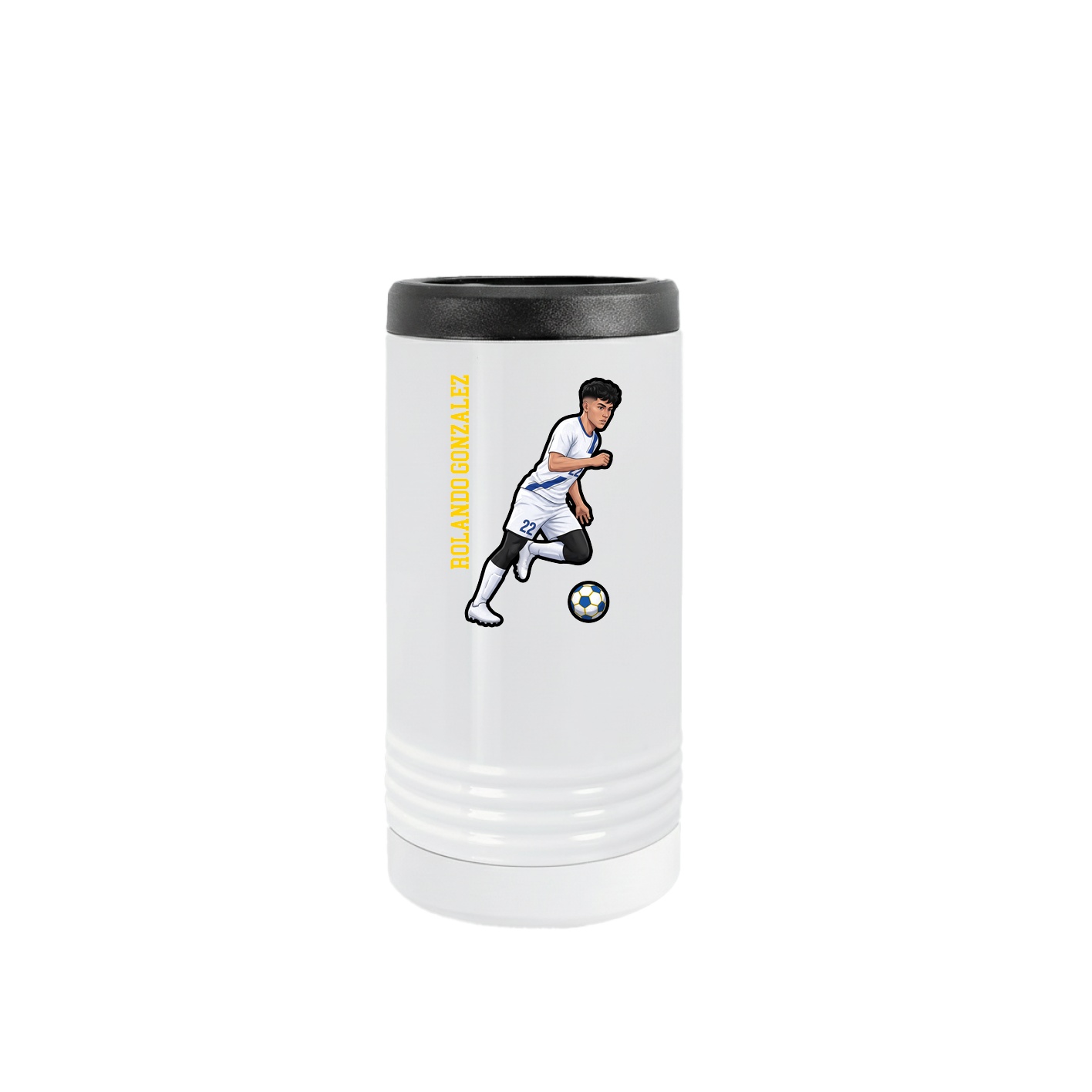 Slim Beverage Holder — Name Vertical in White
