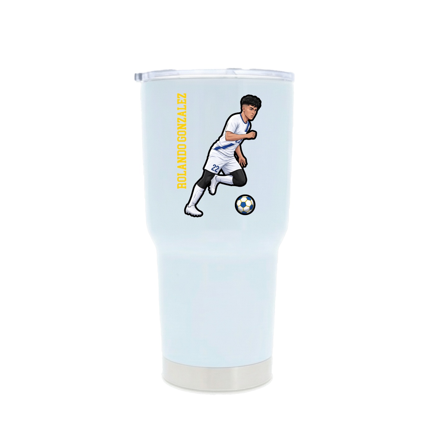 30oz Stainless Steel Tumbler — Name Vertical in White