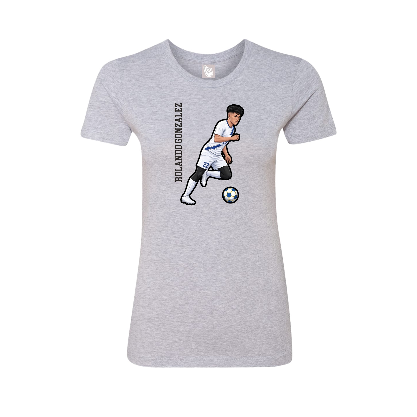 Fitted Women's Tee — Name Vertical in Grey