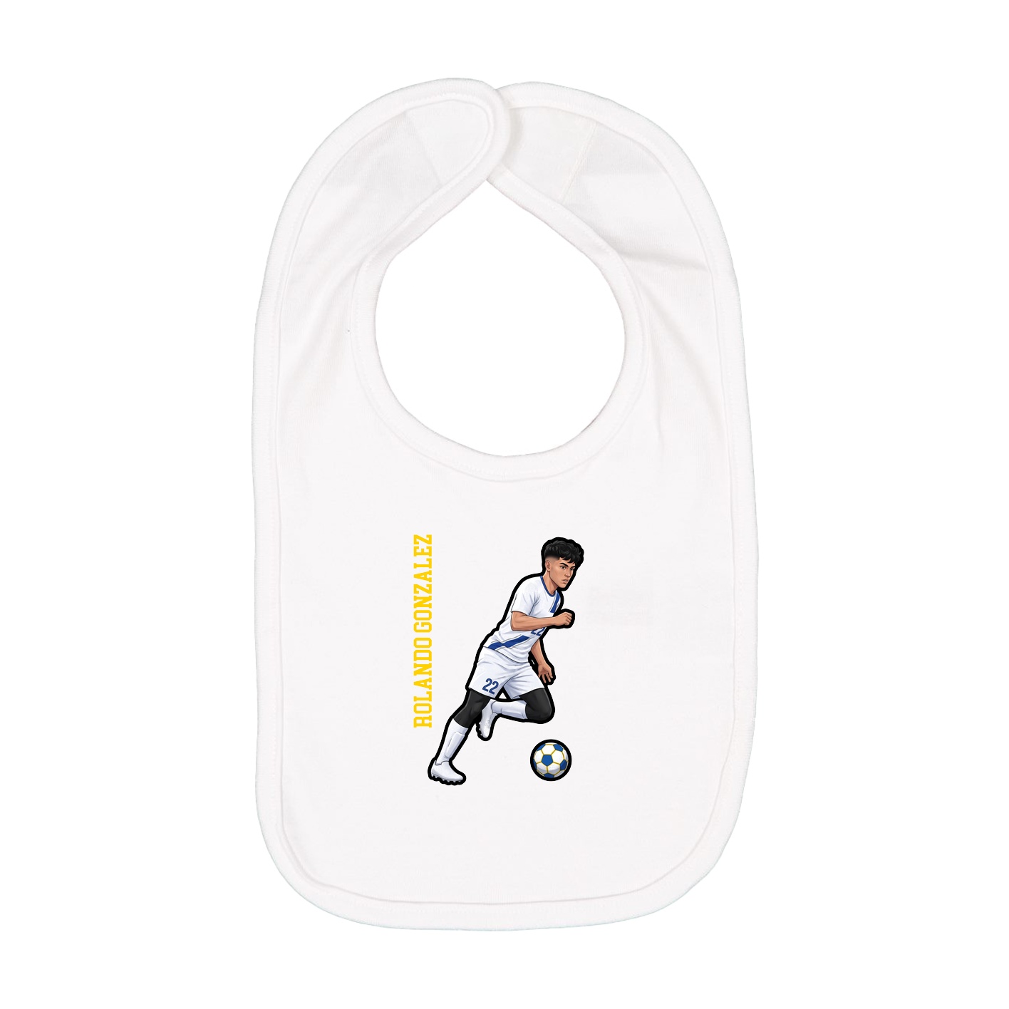 Infant Bib — Name Vertical in White