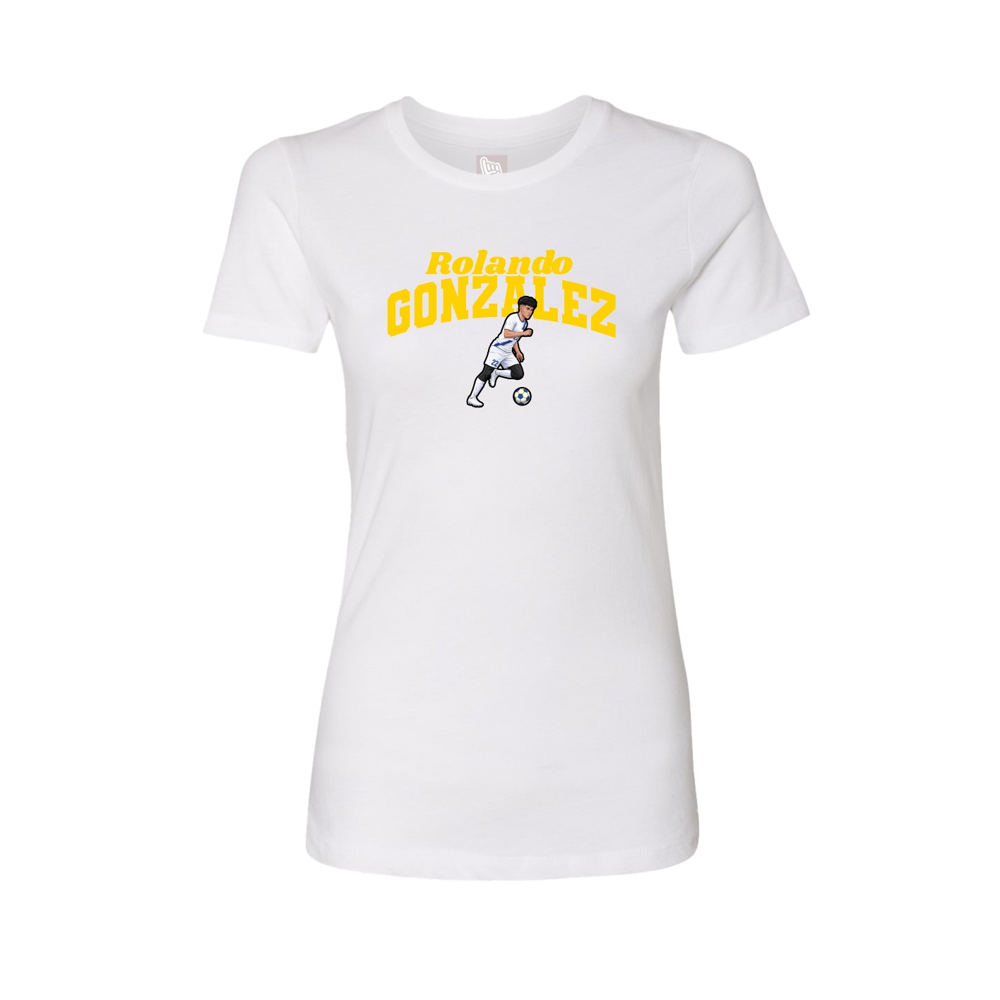 Fitted Women's Tee — Signature Arch in White