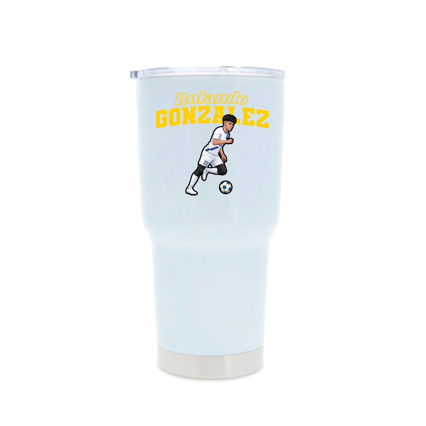 30oz Stainless Steel Tumbler — Name Arch in White
