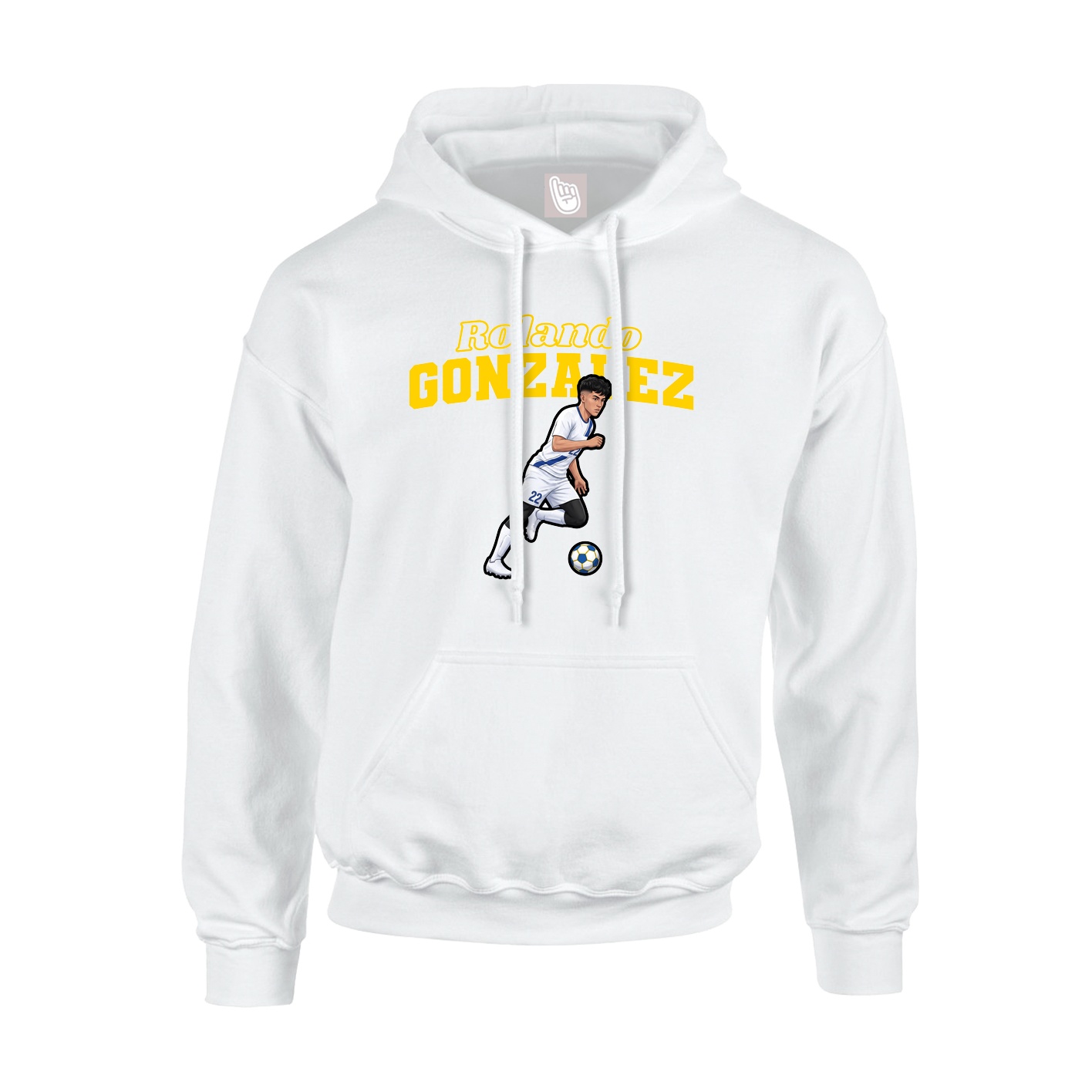 Youth Hoodie — Name Arch in White